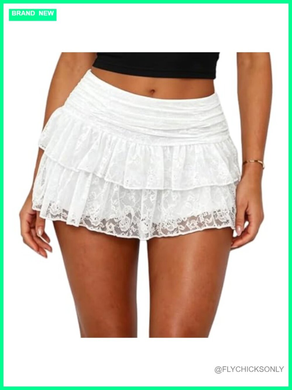 Y2K Lace Tiered Mini Skirt Women Ruffled High Low Rise Flowy